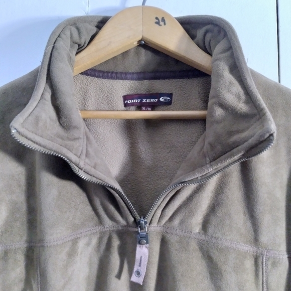 tan quarter zip faux-suede pullover - Picture 4 of 8